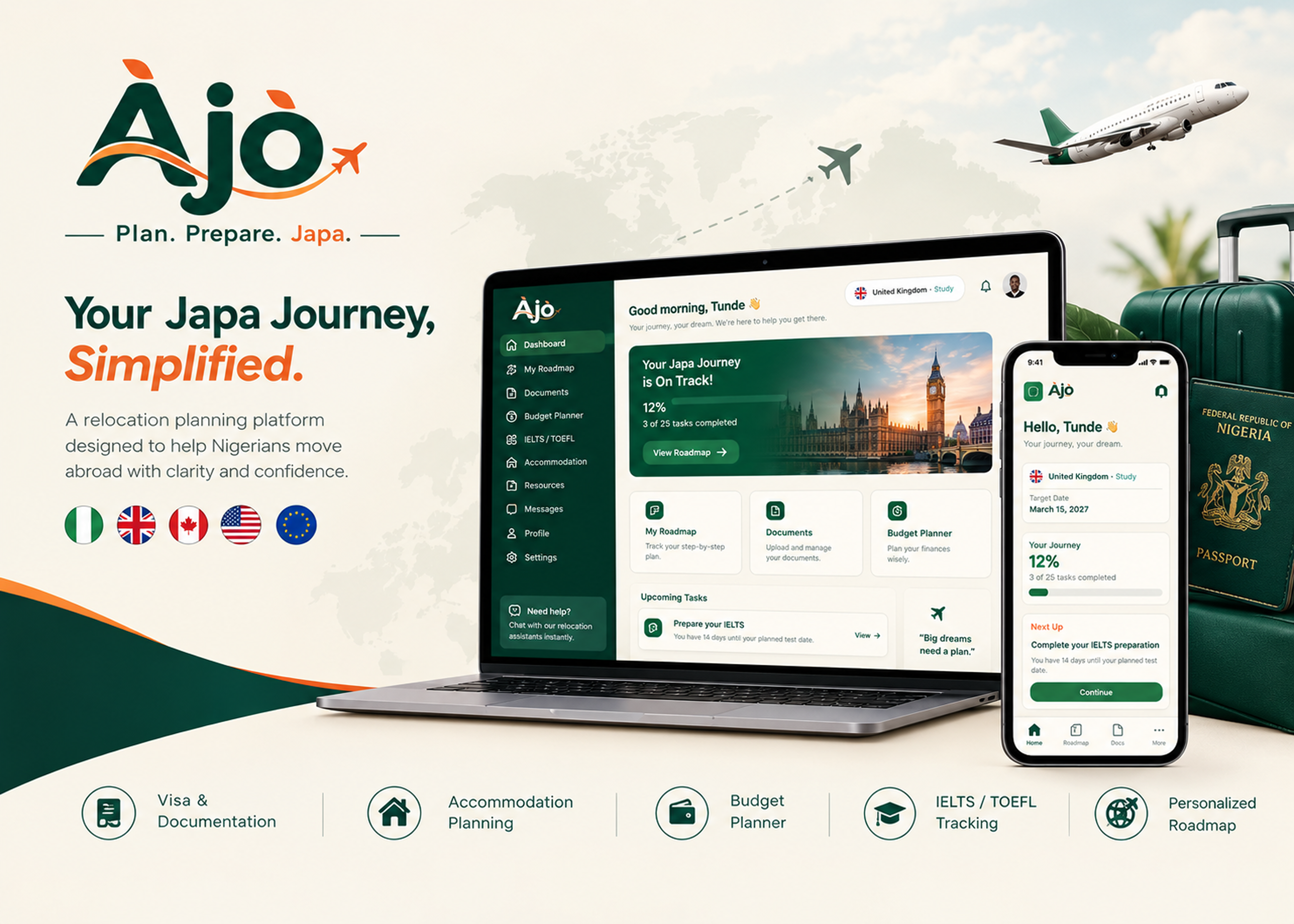 Àjò relocation planning app interface